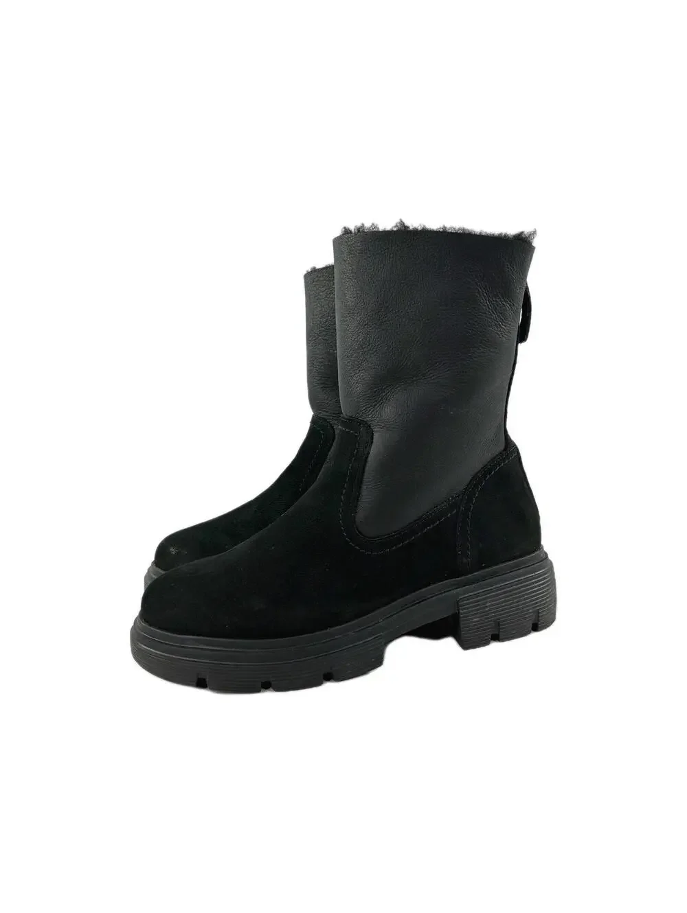 Paul Green Palmer black winter boot US 7 Fur-Lined Back Zip Chunky Heels Boots